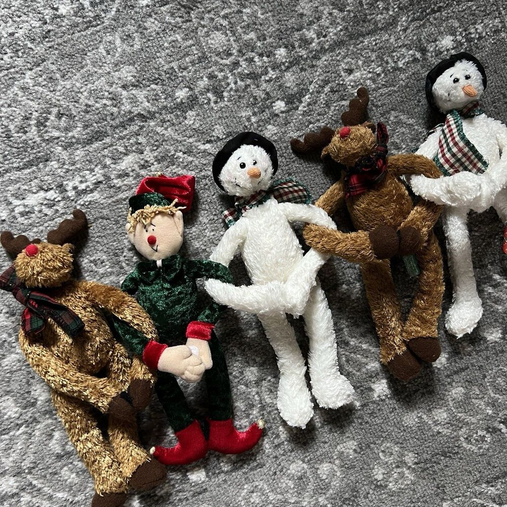 Christmas First & Main Lot of 5 Hugger Plush Elf Deer Snowman Stocking Stuffers